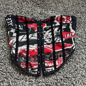 Black and Red Graphic Corset Top